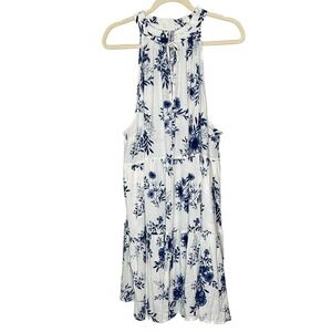 Torrid Belle Isle Mini Popover Tiered Dress Blue‎ Floral Cloud Dancer 3X NWT